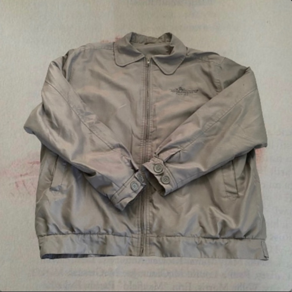 Vintage Collared Zip Up Bomber Jacket - Grey: $20